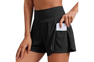 Gym Shorts for Women Quick Dry 2 in 1 2 in 1 Running Athletic Short Pant High Waisted Tennis Golf Skort with Pockets