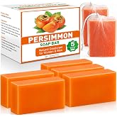 OAKDOLCHE 5 Pcs 80g Persimmon Soap Bar for Old People Smell | Natural Refreshing Body Bar Soap for Body Odor Control, Suitable for All Skin Types,with 2 Foaming Mesh Nets