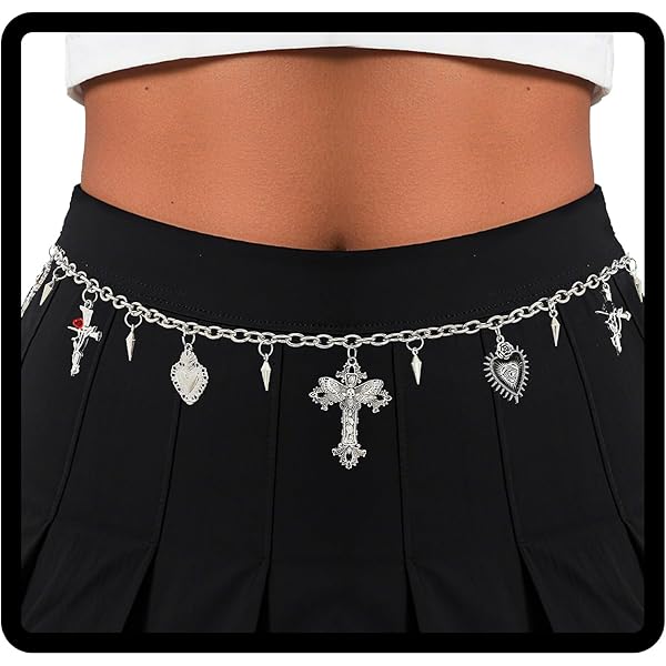 BRAND NEW Punk Gothic Crossover Body Belly Chains Tassel Belt Amazon.com: Cross Waist Chain Belt - Punk Gothic Crossover  main image 3