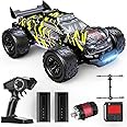 DEERC 1:14 Brushless RC Cars for Adults Fast 43 MPH, 4WD Off-Road RC Trucks with 7-Color LED Lights, Metal Shocks, All-Metal Drivetrain High Speed Remote Control Car, 2×7.4V Batteries, 3S Compatible