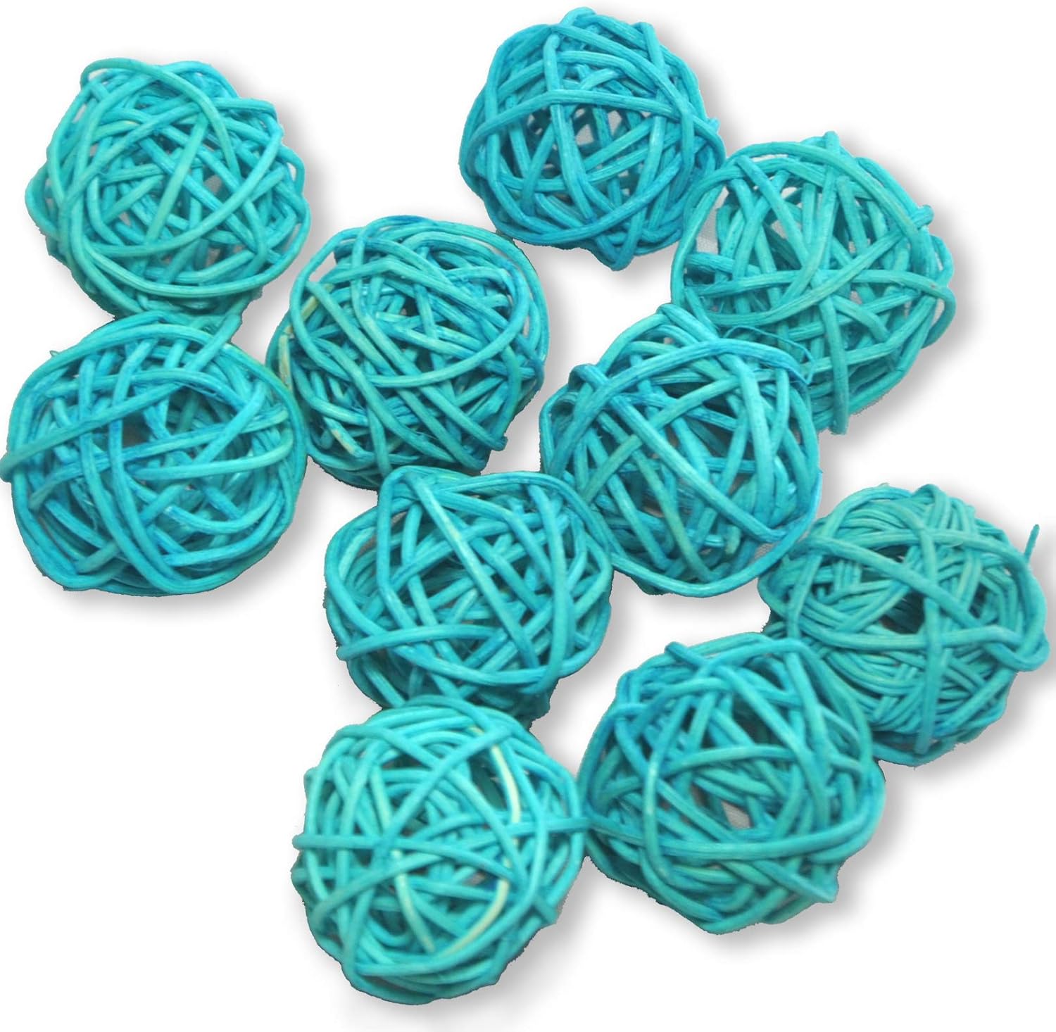 Set of 10pcs Wicker Rattan Balls Table Wedding Party Christmas Decoration (Diameter 4cm, Sky Blue)