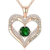 xiupen Jewelry Birthday Love Necklace for Womens Wife Birthday Gifts for Woman Wife Anniversary for Her Christmas Valentines Mothers Day Gift for Her Mom(Emerald-May)