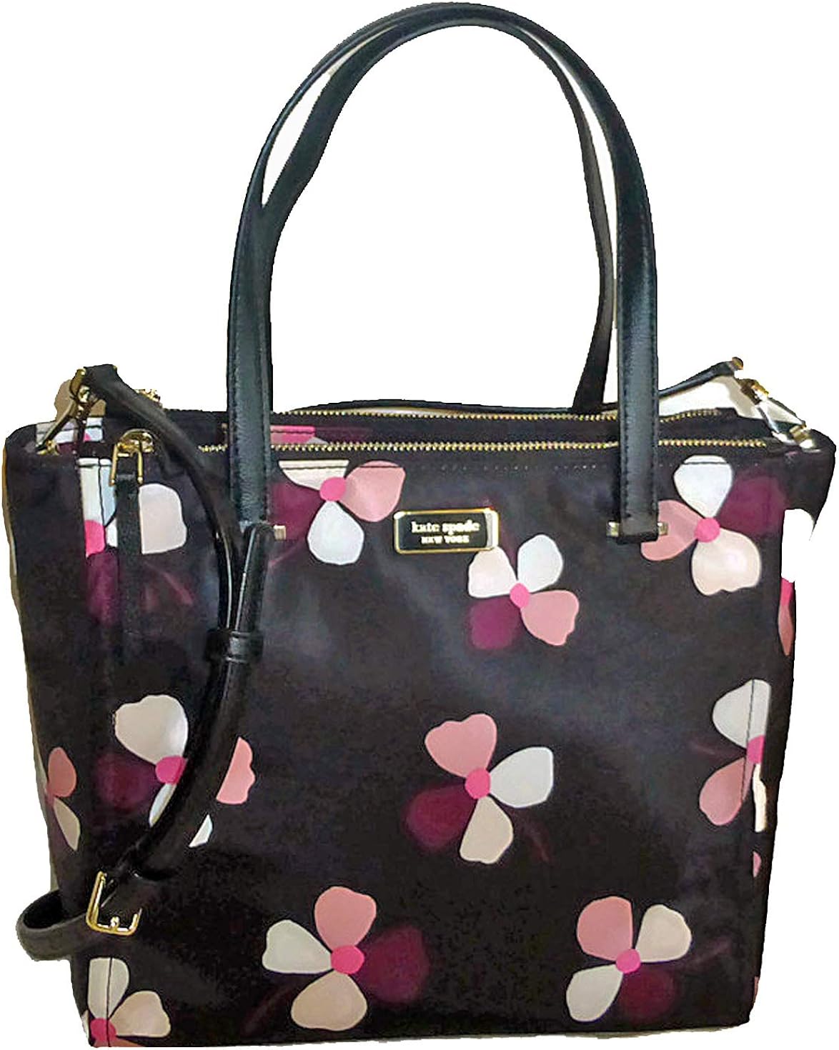 black and pink kate spade bag