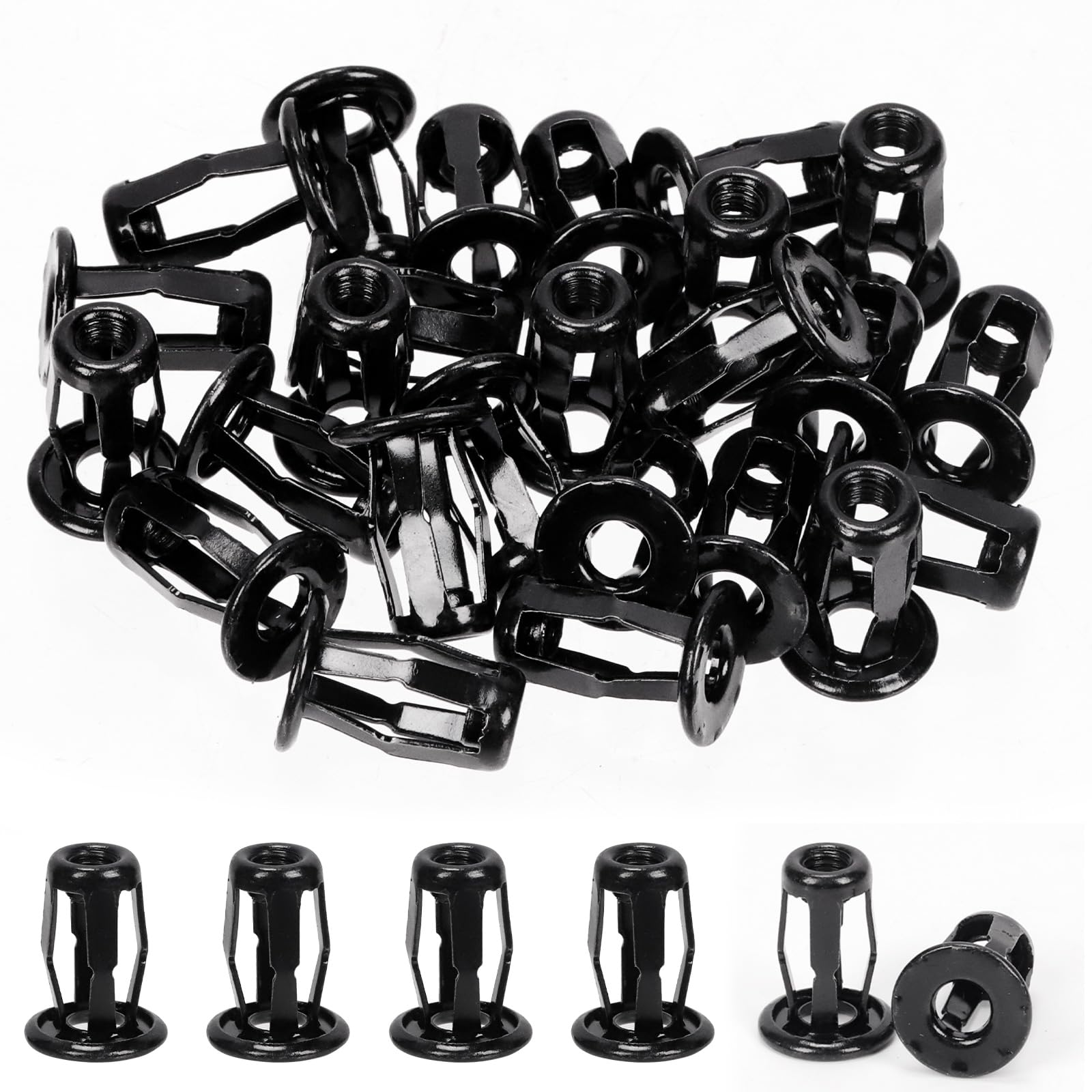 Mardatt 25Pcs M5 Jack Nuts Assortment Kit, Expansion Insert Nuts Petal Nuts Jack Nut Screw Anchor for Hollow Wall Plastic Polywood Pressboard Hardboard (M5 - Black)