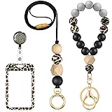 Woanger Set of 3 Leopard Beaded Lanyards for ID