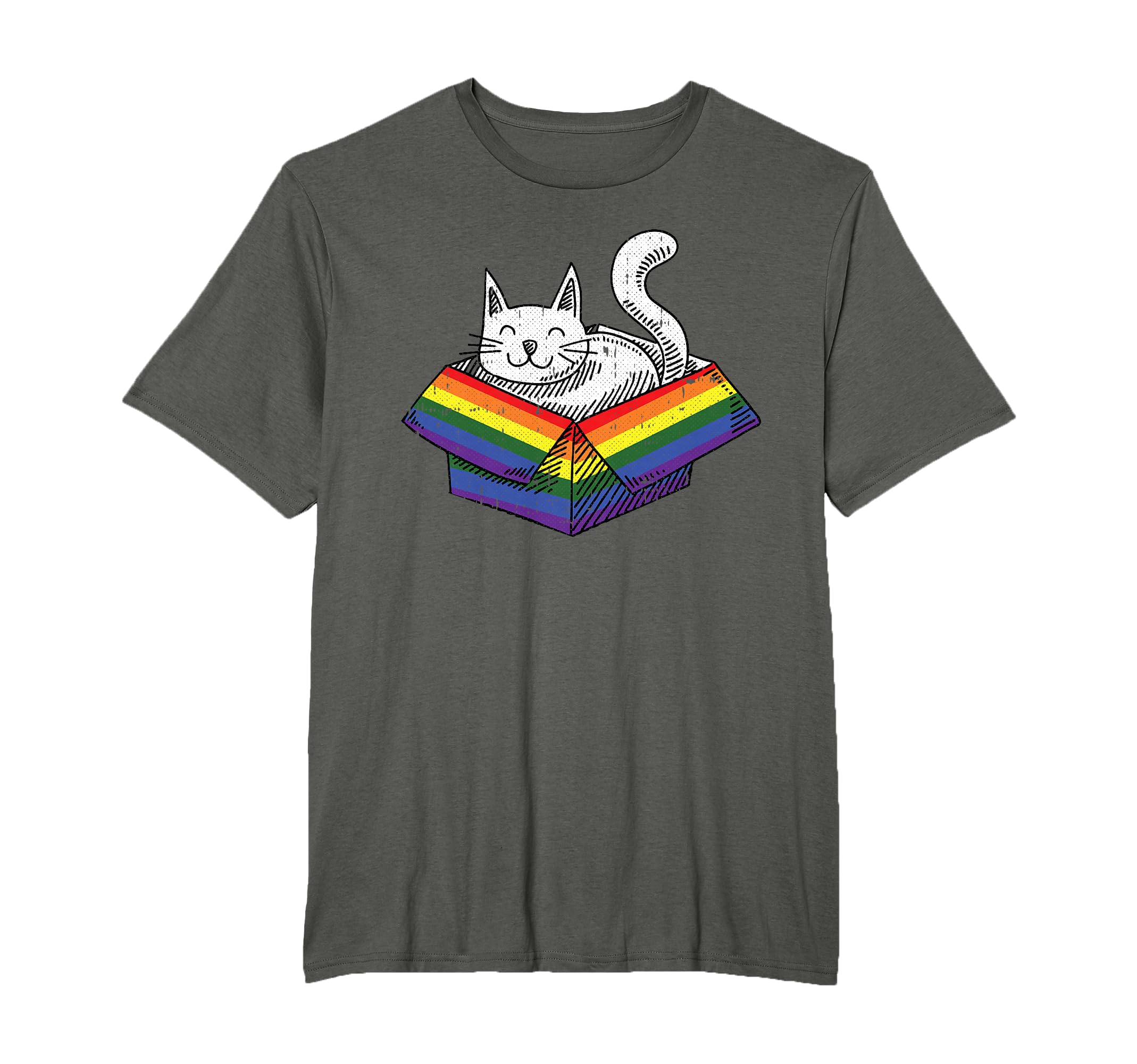 Gay Cat Pride Rainbow Cute Kitten Kitty Proud LGBT-Q Ally T-Shirt