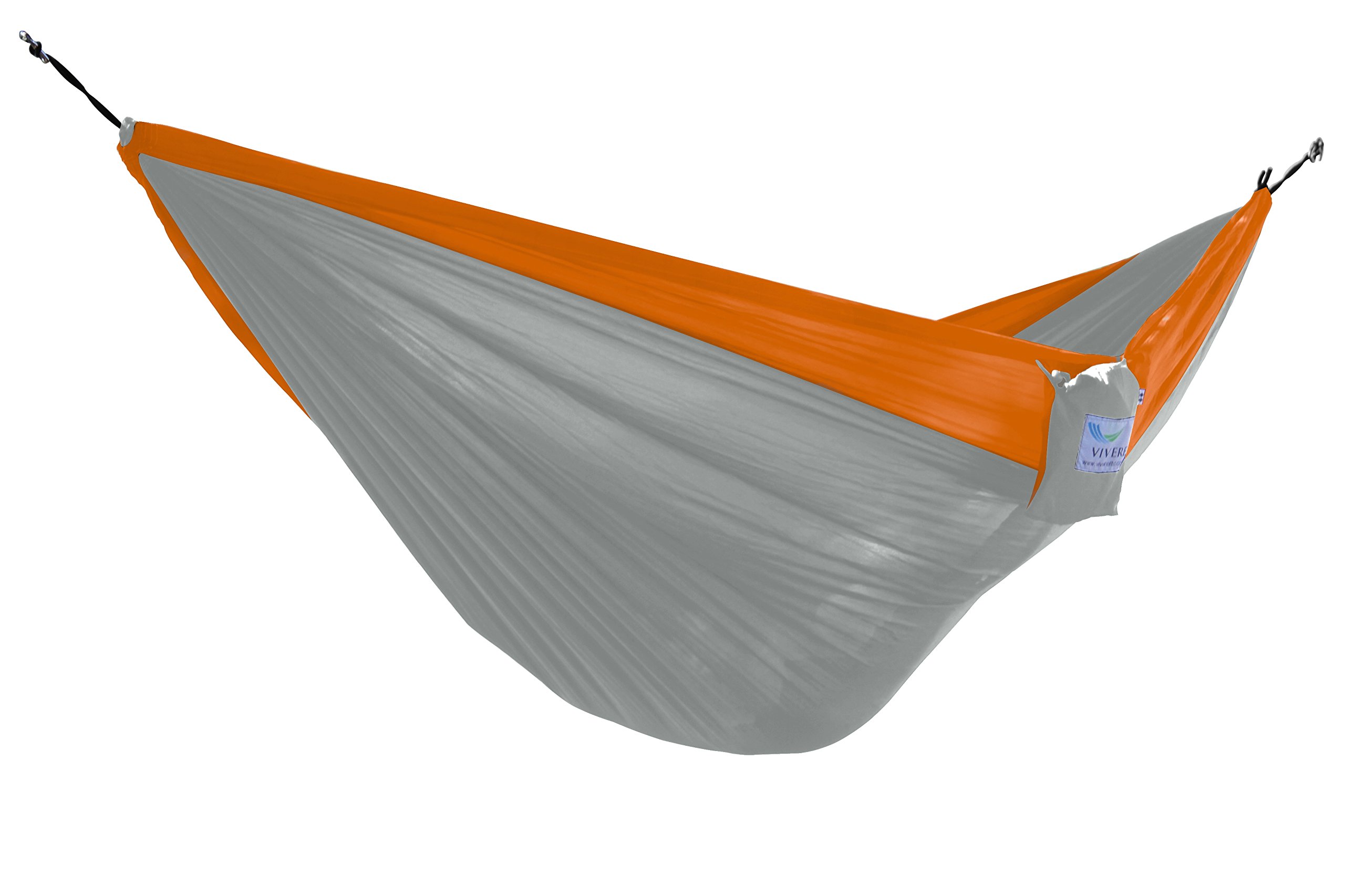 Vivere Nylon Double Parachute Camping Portable Hammock, Grey/Orange — image 1