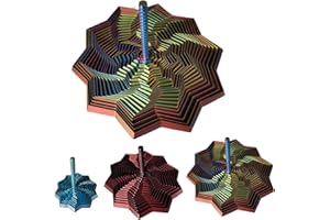 QWZFIRST 3D Printed Expanded Sensory Fidget Star，Stress-Relief Spinning Tower Toy with Handle Frustration Star Toy, for Office desks as a Stress-Relief Gifts (Red-Blue-Cyan, L-25rings)