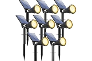 WELALO Solar Spot Lights Outdoor Waterproof for Flag, [8 Pack/4 Modes] Landscape Spotlights 180° Adjustable Solar Powered Lights for Walkway Pathway Tree Yard Garden Wall Driveway Statue Warm White