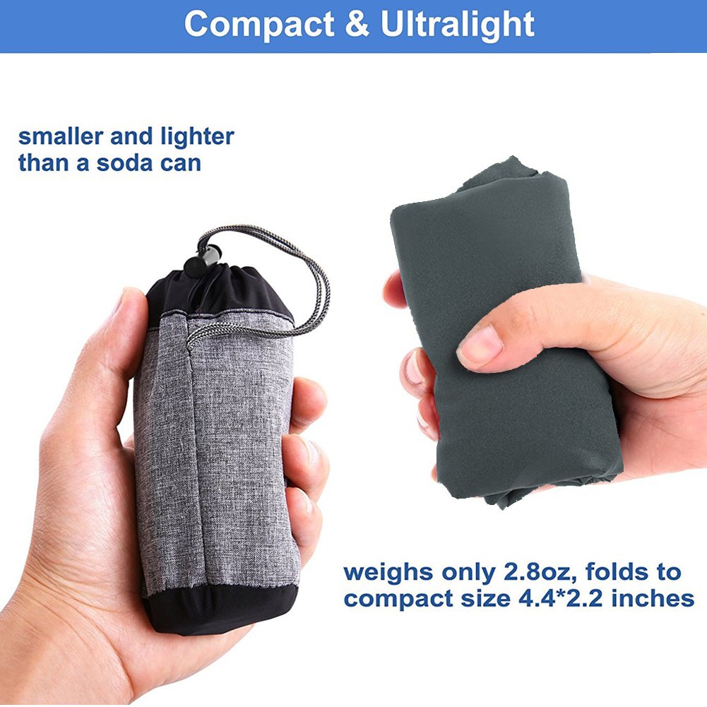 Wishesport Camping Pillows, Ultralight Inflatable Soft Flock Pillows with Head and Neck Support for Travel Hiking Outdoor Backpacking (Gray)