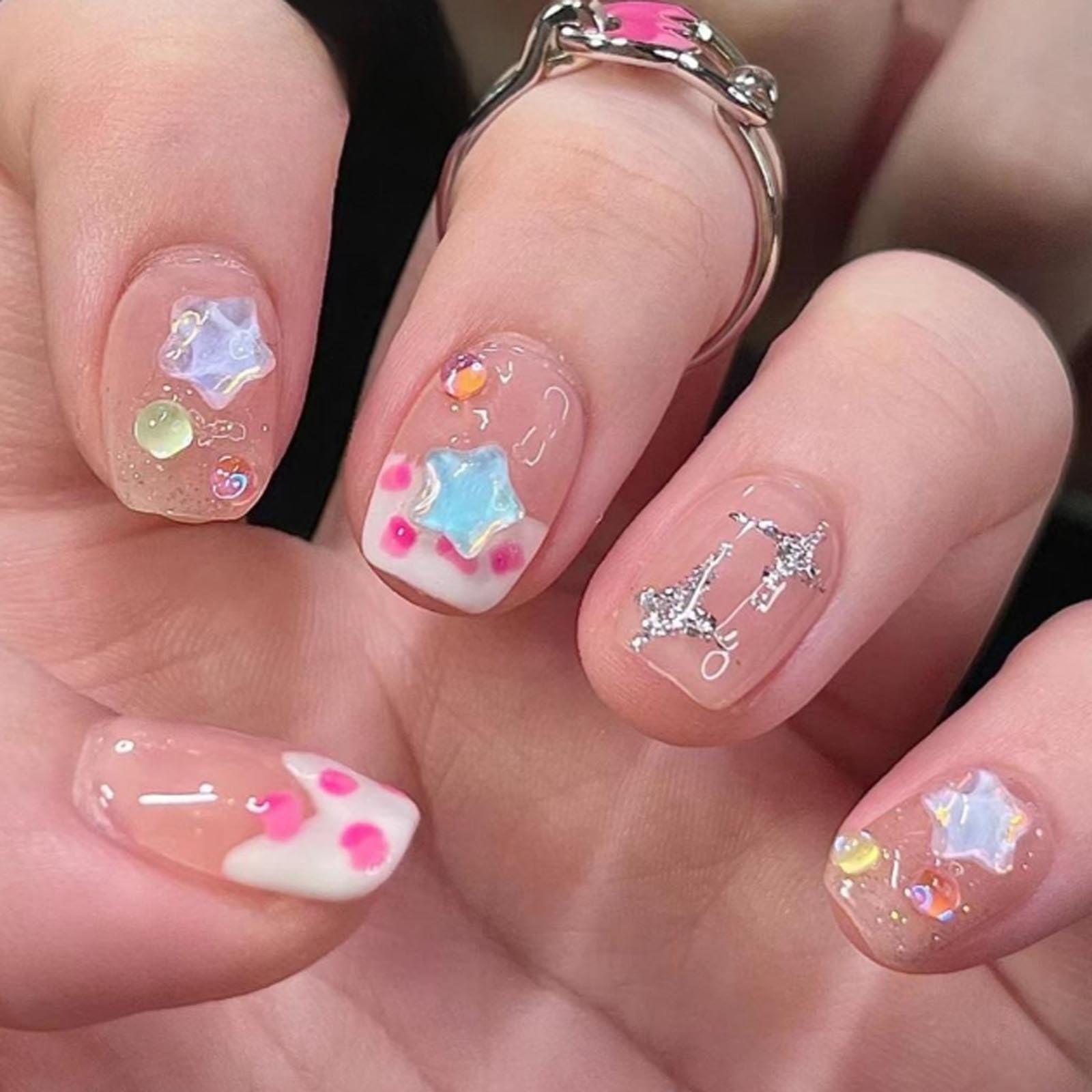 Photo 1 of ****STOCK PHOTO SIMILAR TO ITEM****
Hkanlre Short Press on Nails 3D Fake Nails Tips Full Cover Cute False Nails for Women and Girls 24PCS