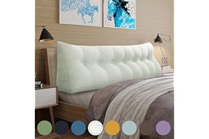 WOWMAX Headboard Wedge Pillow King Triangular Headboard Pillow Bed Wedge Pillow for Headboard Wedge Pillow Headboard for Daybed Bunk Bed Large Bolster Pillow for Bed with Removable Cover, Grey-Beige