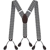 AYOSUSH Suspenders for Men Button End Heavy Duty Big and Tall Adjustable Elastic
