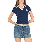 Forever 21 Womens Cropped Polo Tee with Embroidered Graphic