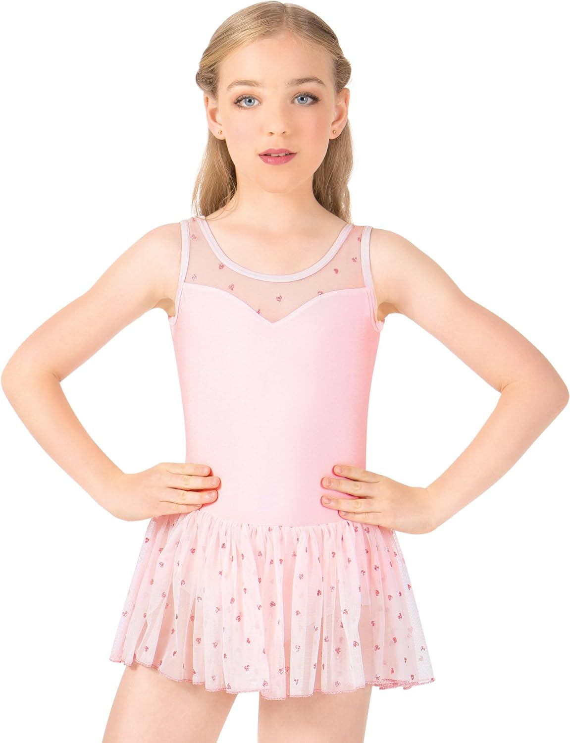 Natalie Dancewear Girls Heart Mesh Tank Dress N8976C Clothing