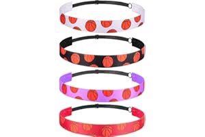 SATINIOR 4 Pcs Basketball Headbands Basketball Gifts for Girls Boys Non-slip Adjustable Sport Headbands Hairband Accessories Gear Teens Team Gifts Stuff Christmas Stocking Stuffer(Multicolor)