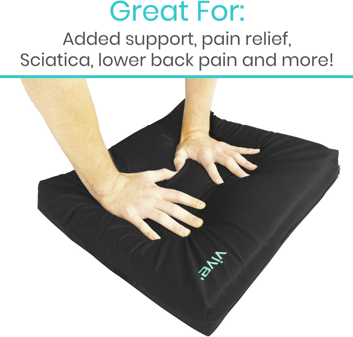 Vive Wheelchair Cushion - Gel Seat Pad for Coccyx, Orthopedic Back Support, Sciatica & Tailbone Pain Relief - Waterproof Cover + 4 Layer Foam Support and Comfort - for Pressure Sores and Ulcers: Home & Kitchen