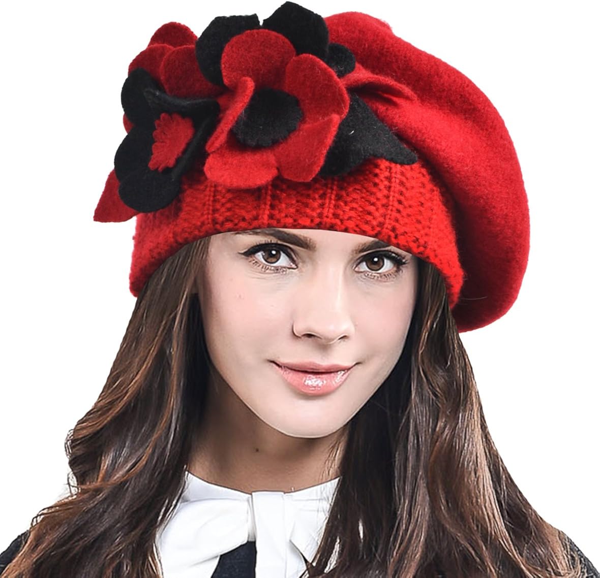 F&N STORY Lady French Beret Wool Beret Chic Beanie Winter Hat Jf-br034 (HY022-Black) at  Women’s Clothing store