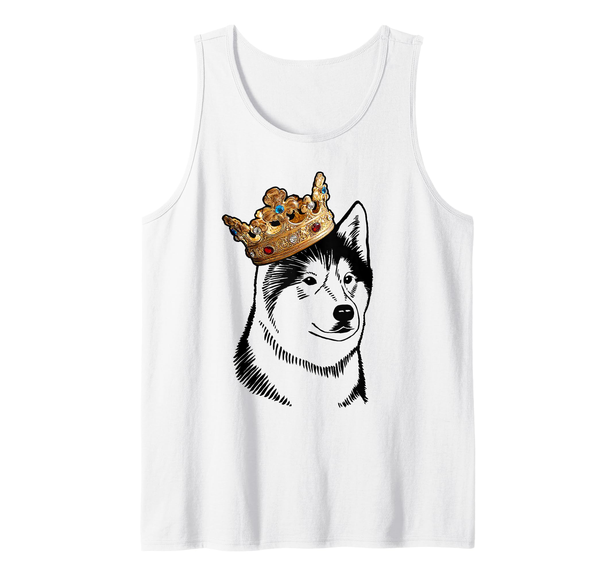 Alaskan Malamute Dog Wearing Crown Tank Top