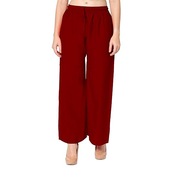 Womens Rayon Plain Color Palazzo Pant/Women Palazzo Pants/Rayon Palazzo/Free Size / 28-44 Inches/Jumbo Size / 40-58 Inches