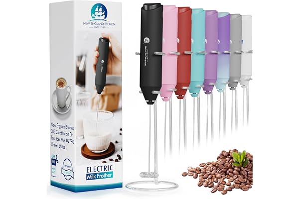 Powerful Milk Frother Handheld Foam Maker, Mini Whisk Drink Mixer for Coffee, Cappuccino, Latte, Matcha, Hot Chocolate, with