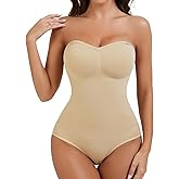 Miguofan Strapless Shapewear Bodysuit for Women With Built In Bra Seamless Tummy Control Tube Top Body Suit Body Shaper
