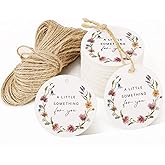 50 Floral Thank You Gift Tags with String Attached, Small Thank You for Celebrating with Us Gift Bag Tags for Presents and Pe