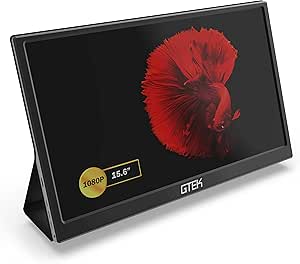 Portable Monitor - GTEK 15.6 Inch IPS Full HD 1920x1080 Screen with Speaker, External Dual Computer Display, USB C &amp; Mini HDMI Travel Monitor for MacBook Laptop PC Phone, Includes Smart Cover