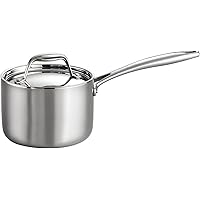 Tramontina 80116/021DS Gourmet Stainless Steel Induction-Ready Tri-Ply Clad Covered Sauce Pan, 1.5-Quart, NSF-Certified…