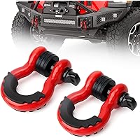 Afurkuot 3/4” D Ring Shackles Heavy Duty 7/8” Pin Towing Shackle with Isolators & Washer Kits, Up to 41,887 Lbs Breaking Stre