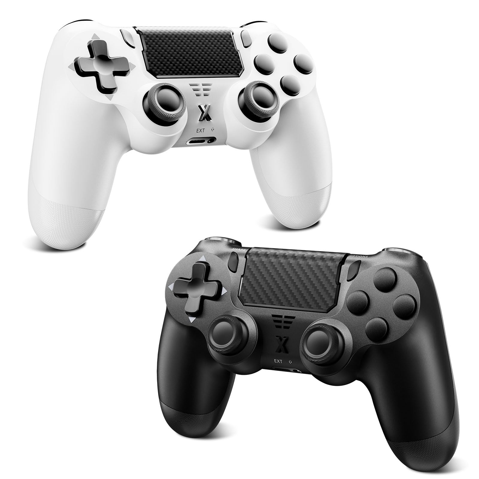Quevati Wireless Controller for PS-4, Dual Vibration Game Joystick/Motion Sensing/Touchpad/Speaker/3.5mm Audio Jack Headphone,Upgraded Six-AxisSensor,Compatible withPS4/Slim/Pro Console/PC,BLACK+WHITE