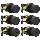 Goldenwarm Matte Black Door Knobs Interior, Privacy Door Knobs 6 Pack | Bedroom Door Knob with Lock, Keyless Heavy Duty Stainless Steel Bathroom Door Handles, Round Ball Inside Door Knob
