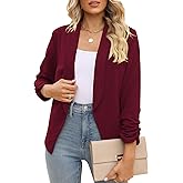 POGTMM Women 3/4 Sleeve Blazer Open Front Cardigan Jacket Work Office Blazer