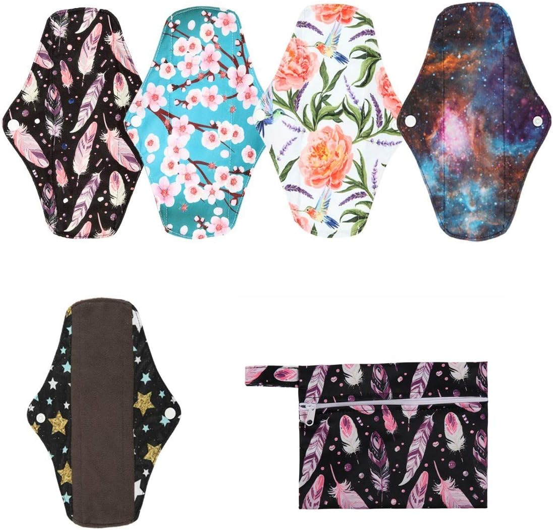 5 Medium Panty Liners 1 Wet Bag Cloth Menstrual Pads