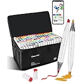 YHC 168 Colors Alcohol Markers Brush Tip with Free App, Chen Rui Dual Chisel & Brush Tips Alcohol Based Markers for Adults Coloring, Alcohol Brush Pens for Drawing, Painting, Illustration, Sketching