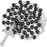 OEMOO Rosary Beads Catholic, Rosary Necklace with Leather Pouch, Prayer Beads Christian Gifts for Women Catholic Gifts