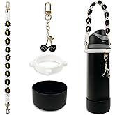BydGxy Protective Silicone Boot & Handle Strap Set with Cherry Charm Compatible with Owala Water Bottle 24 oz, 32 oz, 40 oz & Free sip, Non-Slip Cup Holder Base Owala Accessories Set for Pink Tumblers