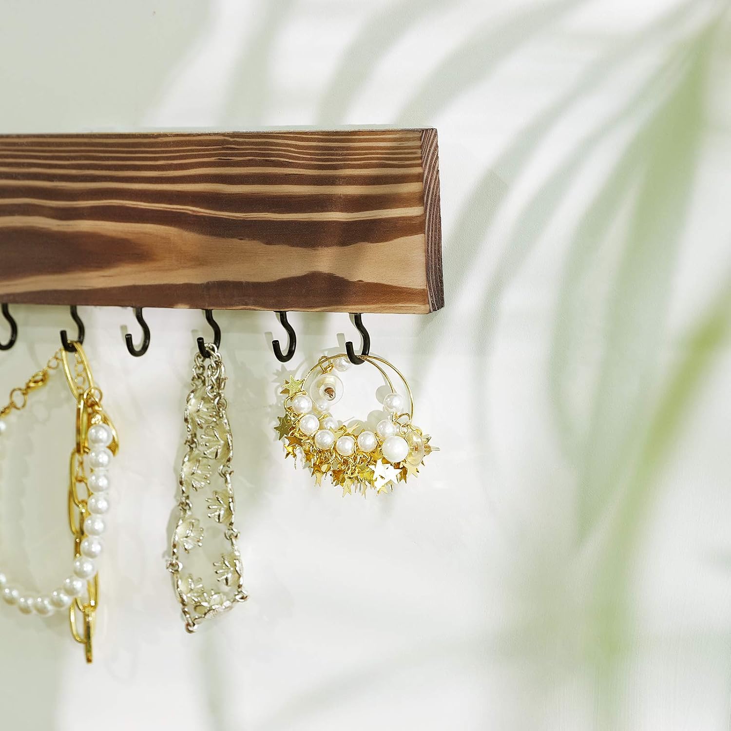SONGMICS Wall-Mounted Jewellery Organisers, Set of 3, Hanging Jewellery Holders with Bracelet Rod, 30 Hooks - Image 5
