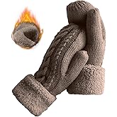 Whiteleopard Women's Winter Gloves Warm Lining - Cozy Wool Knit Thick Gloves Mittens