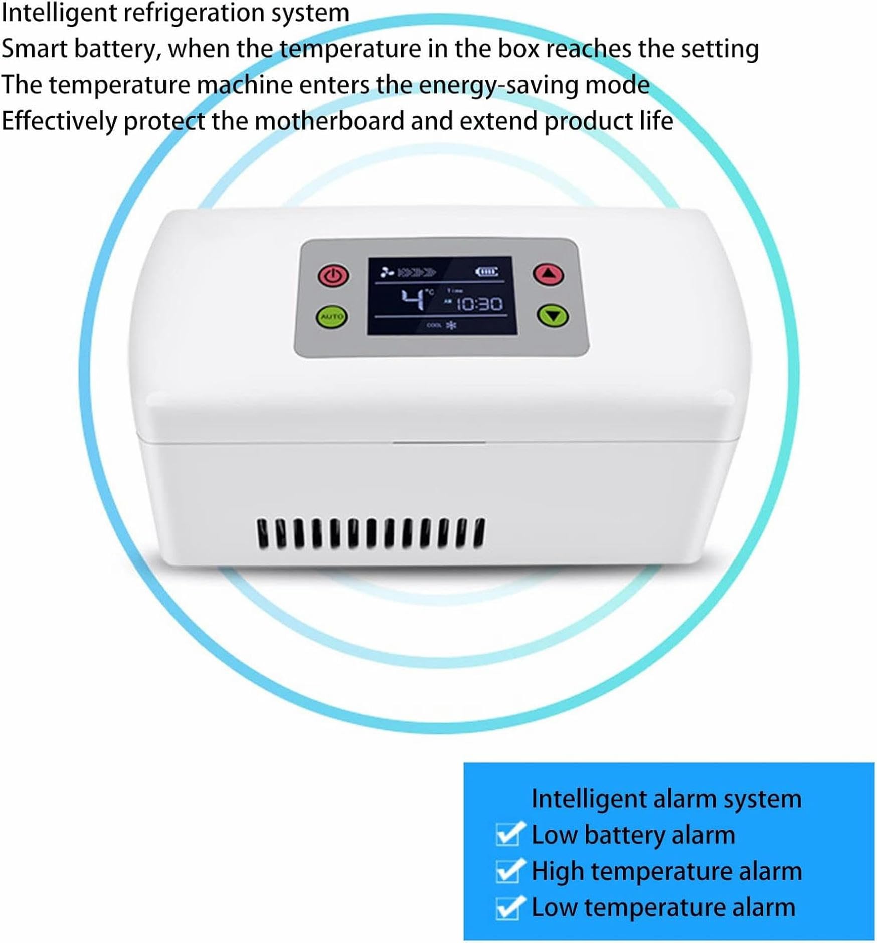 WRTYHGVGT Portable Insulin Refrigerator, Intelligent Alarm System, Drug Refrigerator, Refrigerated Container, Car Refrigerator, Multiple Power Supply Methods, Mini Refrigerator