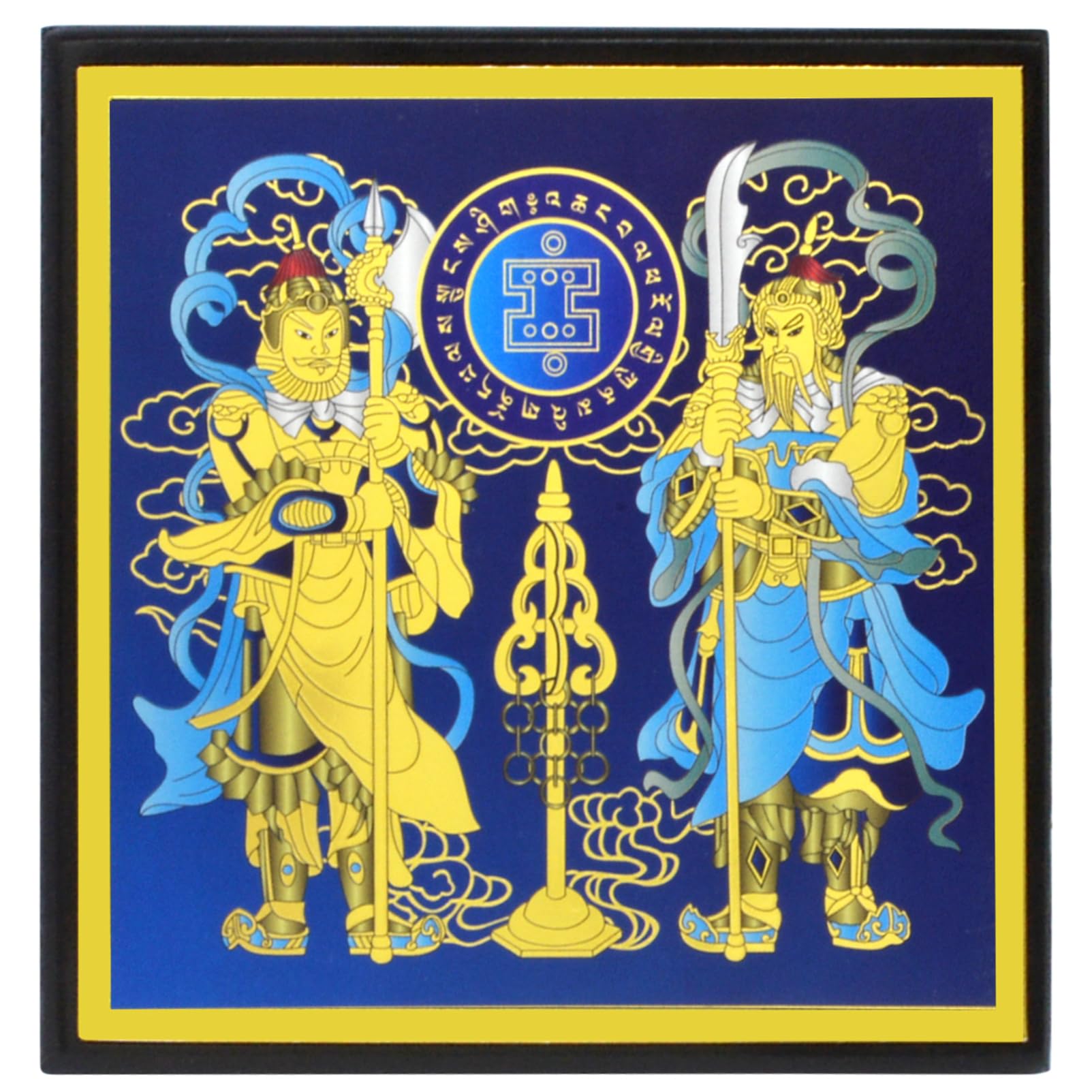 Feng Shui Door Guardians With Ksitigarbah Staff Plaque Home Office Decor Wealth Porsperity Success Amulet New Year Gift W5495