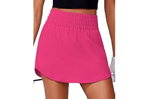 PINSPARK Golf Skirts for Women High Elastic Waisted Athletic Skort 2 Pockets Curved Hem Tennis Skirt for Pickleball Workout