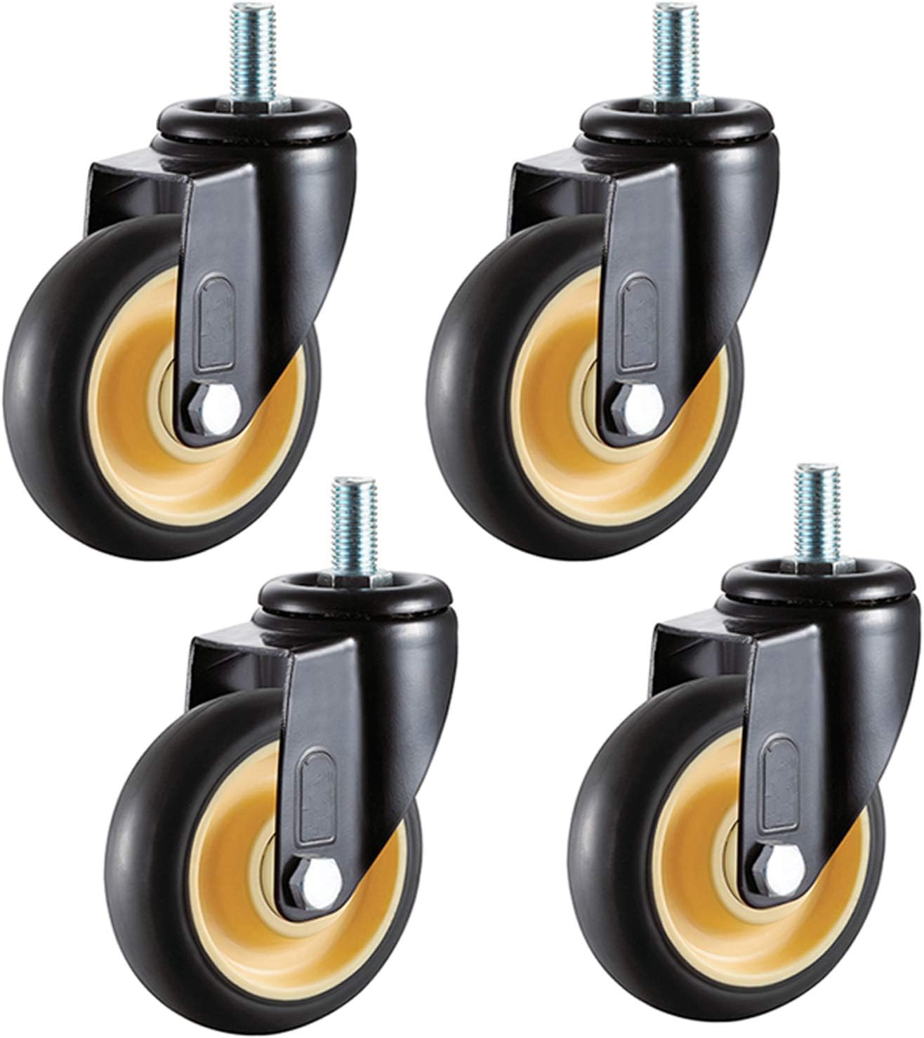 SSNG Silent Rubber Castors with Brake, 75mm/100mm Black Furniture