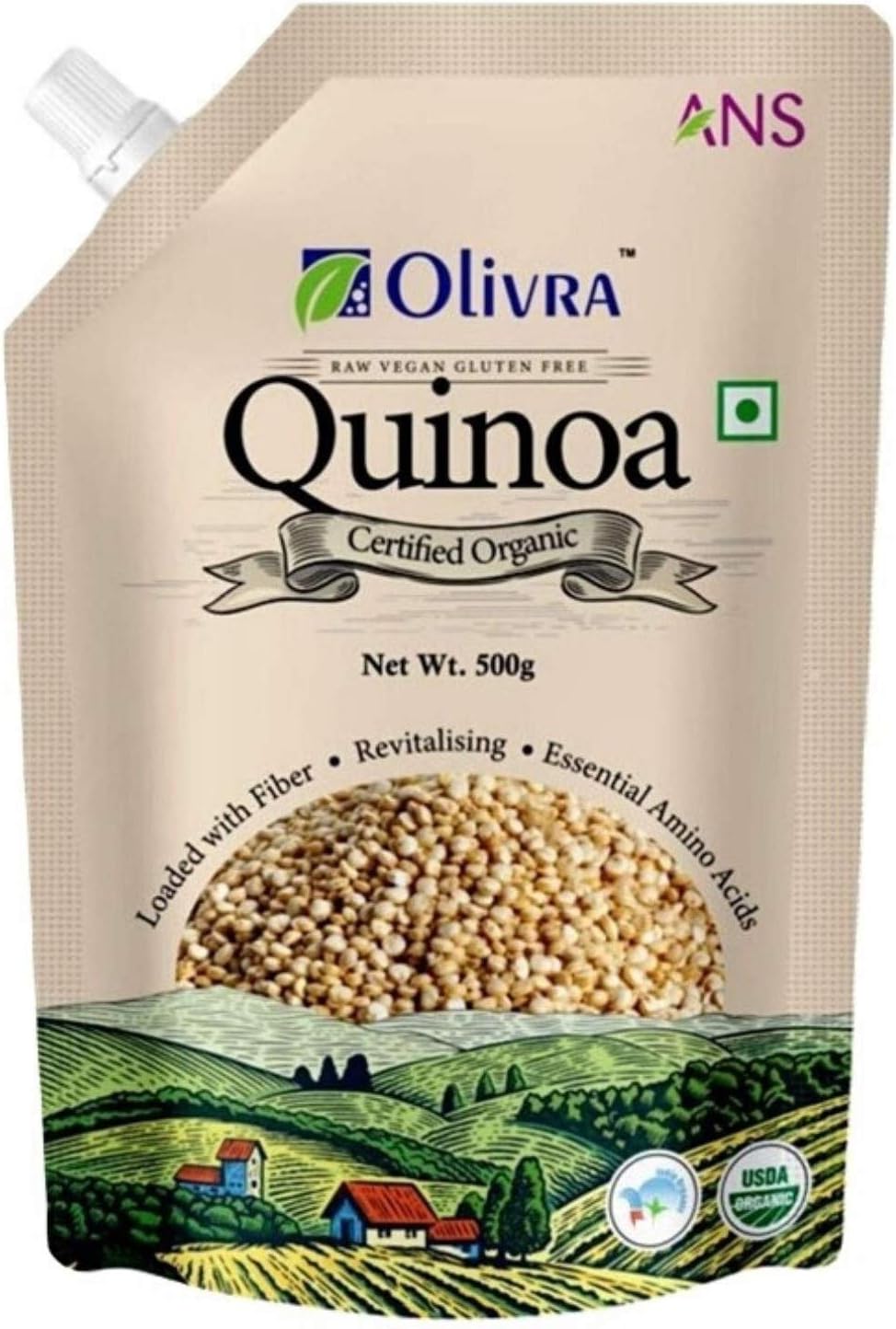 ANS OLIVRA Quinoa with Raw Vegan Gluten-Free Certified Organic Product for Weight Loss (500, 500 g)