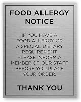 Viro Display Aluminium Food Allergy Notice Sign 200x260mm Brushed Silver view 1