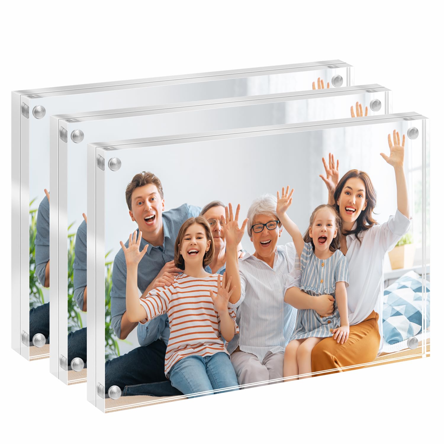 Photo 1 of S8686S 4x6 Acrylic Picture Frames? Clear Picture Frames 3 Pack?Freestanding Double Sided 20mm Thickness Magnetic Frame?Desk Picture Frame for Office?Frameless Picture Frame Gift for Desktop Display