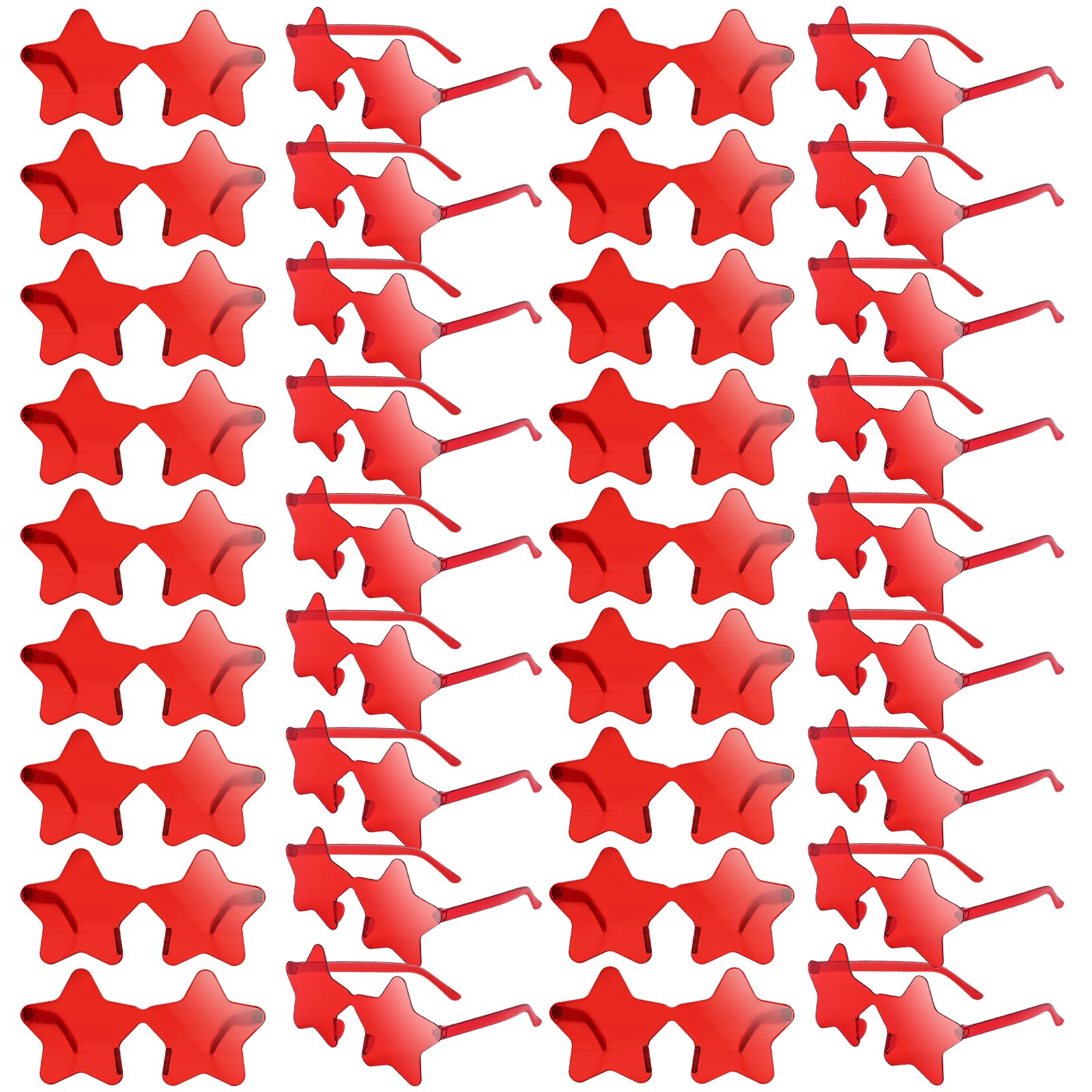 NACHLYNN Rimless Star Shaped Sunglasses Pentagram Glasses Transparent Sunglasses Valentine Day Party Favor (36, Red)