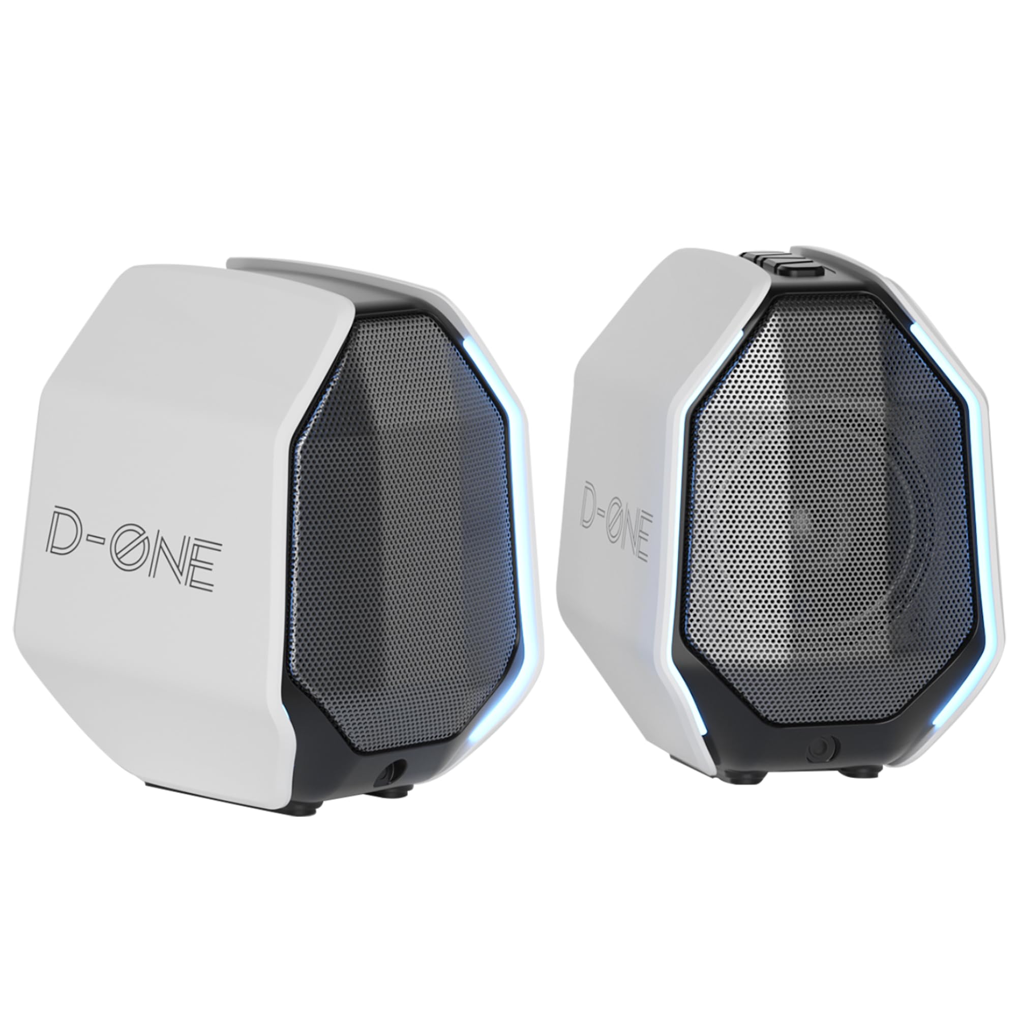 Photo 1 of IBALL·BOX D-ONE 30W PC Gaming Computer Speakers for Laptop, Mac, Desktop Computer, Woofer Speakers, Bluetooth, USB, 3.5mm AUX Inputs, RGB Lights, Multimedia Speakers, White