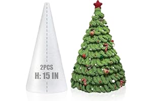 AHKUNMT 2 Pack Craft Foam Tree Cones, 15x5in Styrofoam Cones for Craft, White Large Polystyrene Foam Cones for Craft Use for DIY Art Projects, Christmas Tree Holiday Decor and Holiday Gnomes (15 * 5in-2pc)
