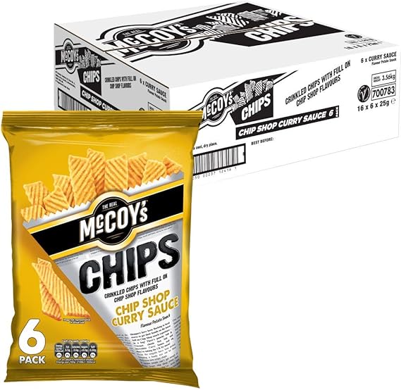 McCoy’s Chip Shop Chips, Multipack Flavoured Potato Crisp Snack, 16 x 6
